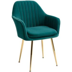 EIN'S Velvet Upholstered Modern Accent Arm Chair for Living and Dining Room Mid-Century Club Guest Seat with Golden Legs (Standard, Green)